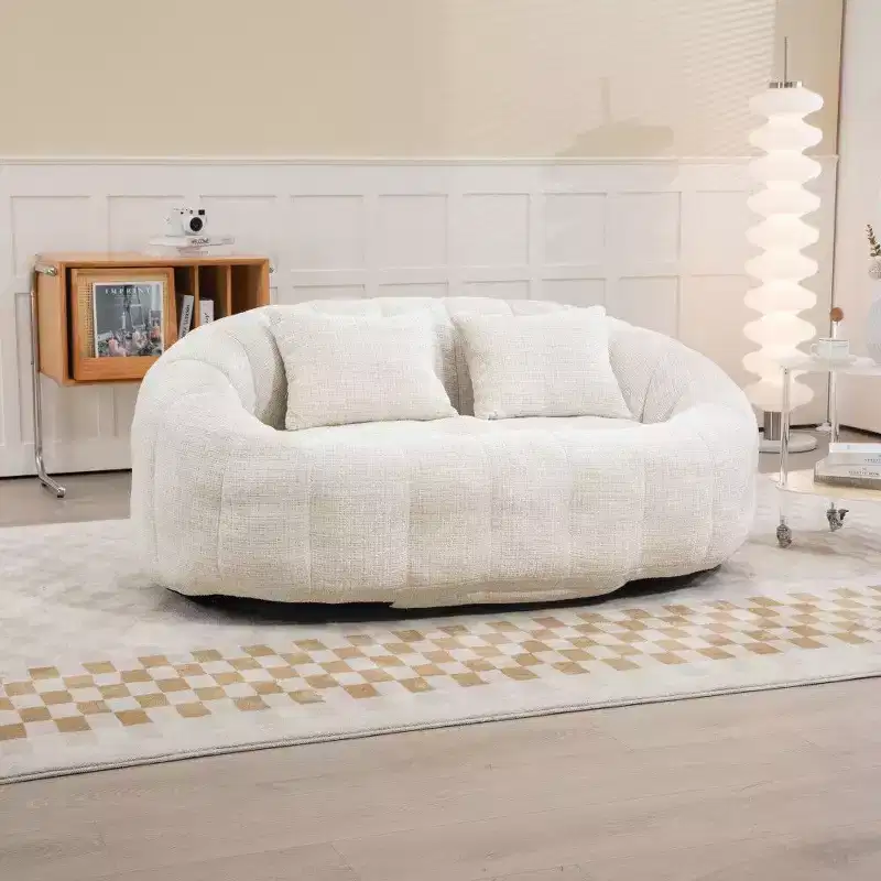 Okak High Back Bean Bag Sofa,59 Inch 2-Seater Lounger Beanbag Chair with Memory Foam Fill,Comfy Couch for Living Room Bedroom