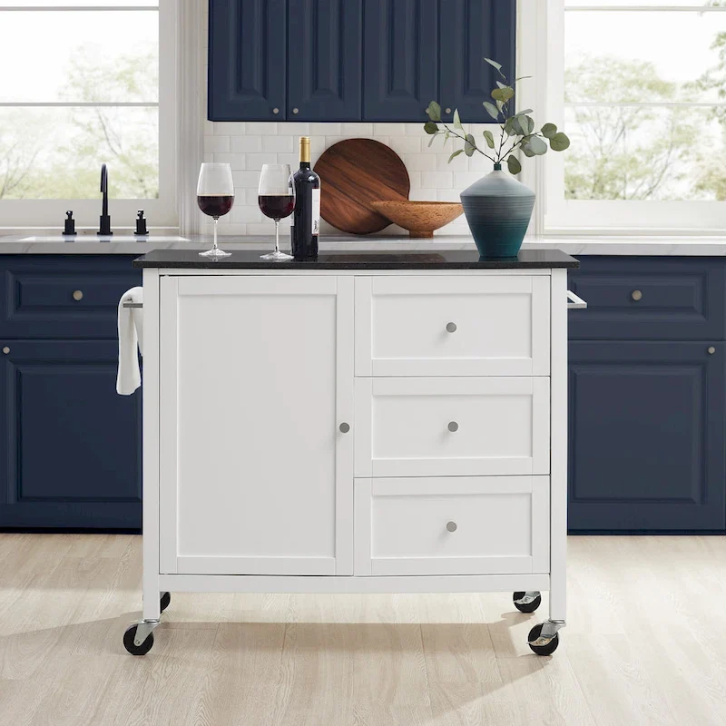 Granite Top Kitchen Island/Cart - 18.13d x 42.13w x 37.5h