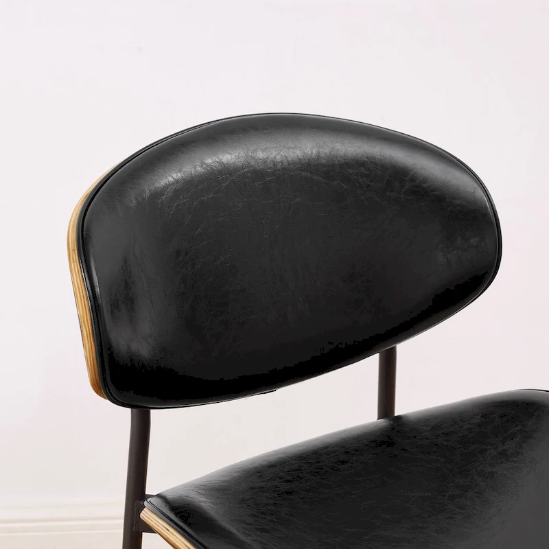 Art Leon Set of 4 Mid-century Wood and Faux Leather Dining Chairs