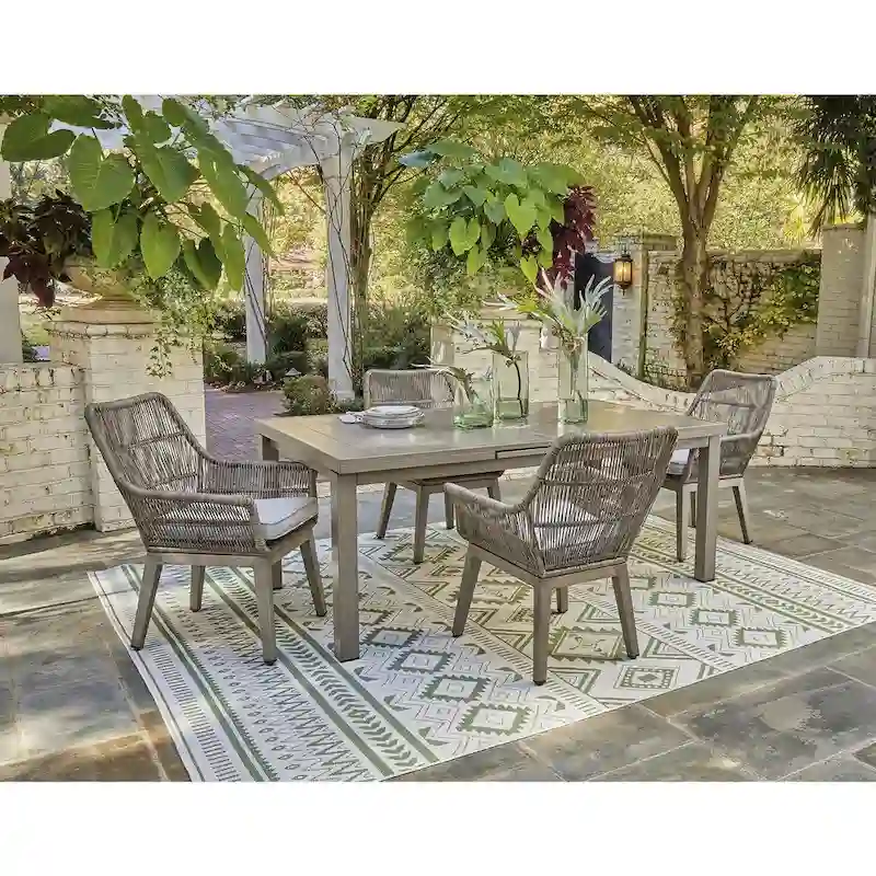 Signature Design by Ashley Beach Front Beige 5-Piece Outdoor Package - 42W x 71/94D x 30H