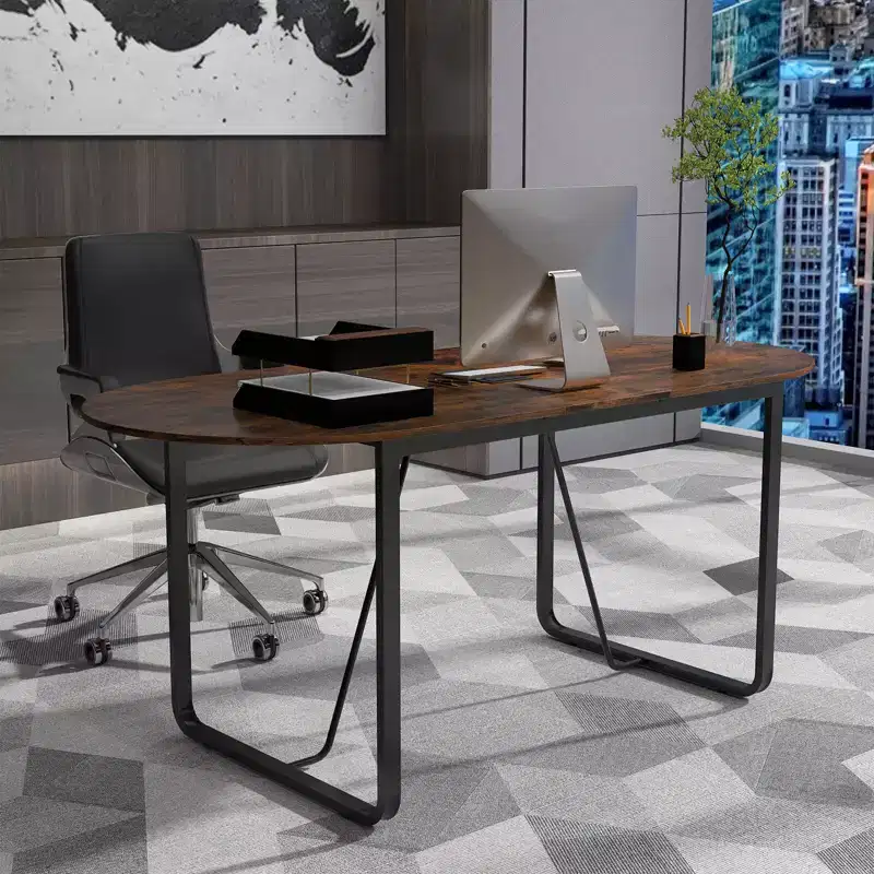 71 Inches Executive Table, Oval Home Office Table with Cable Management Hole