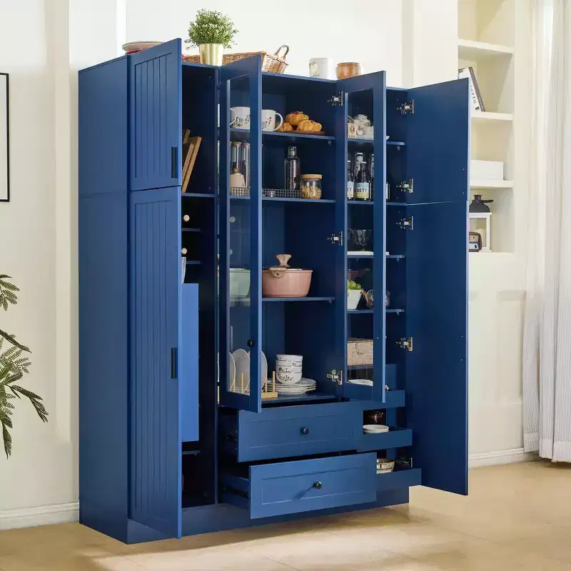 Whisen 71''H Freestanding Kitchen Storage Pantry, Large Dining Storage Cabinet Cupboard Sideboards With 6 Doors, Adjustable Shelves