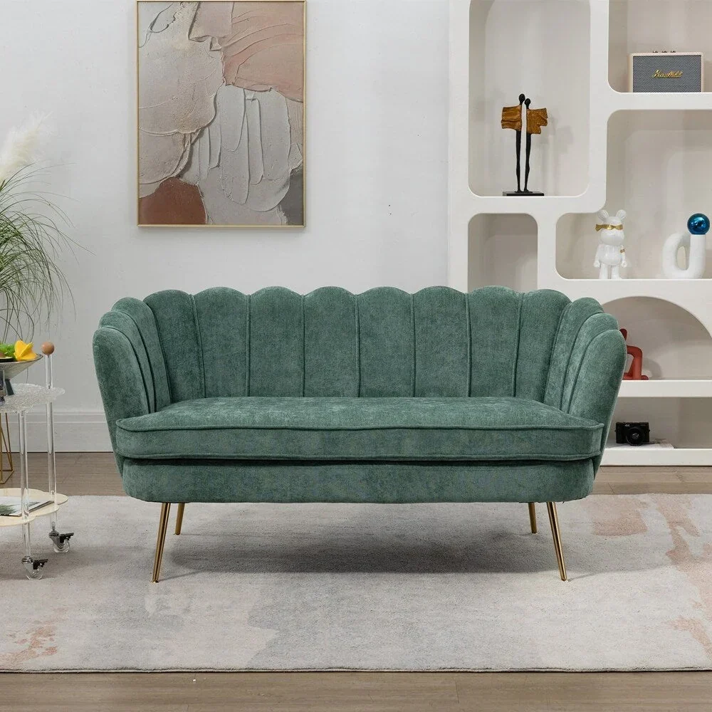 Small Mini Room Couch Two-Seater Sofa with Gold Metal Leg - 2 Seat
