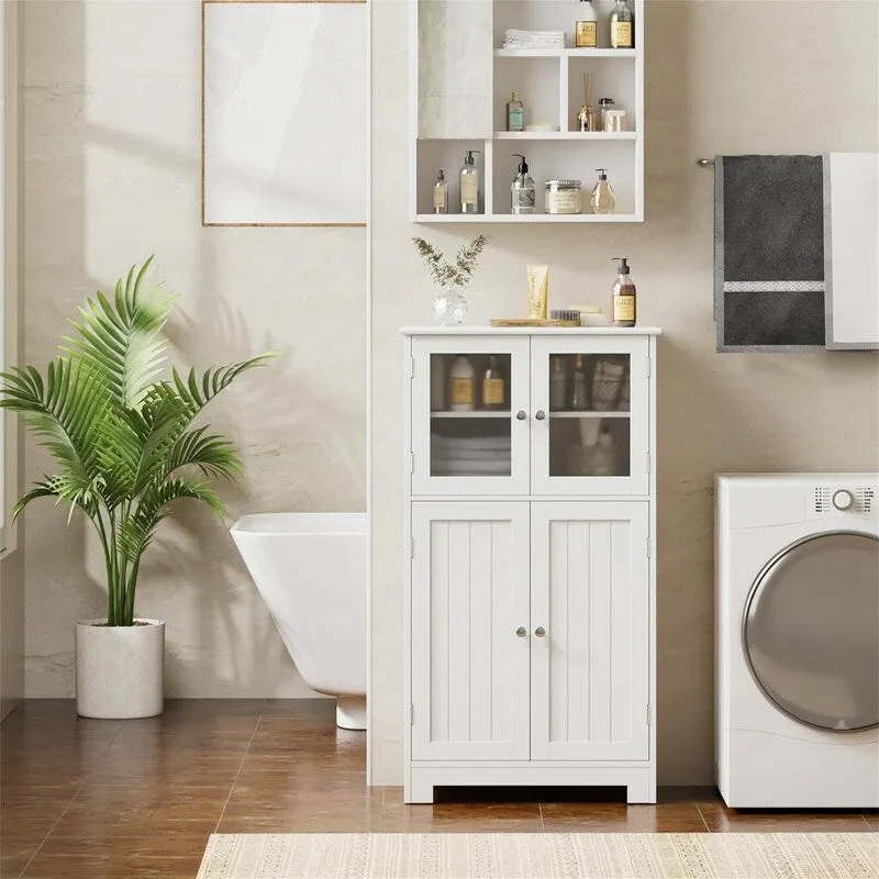 Storage Cabinet with Adjustable Shelves & Glass Doors - 11.8D x 23.6W x 42.7H