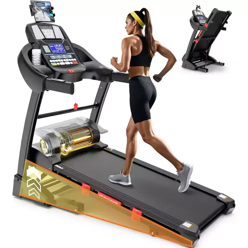 Folding Treadmill with 400lbs Capacity, Treadmill for Home with 20% Incline, Portable Treadmill with APP Control, 64+3+3+1Programs,Space-Saving Design