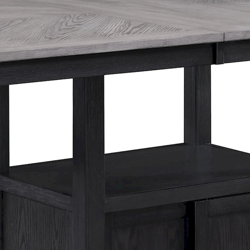 Patricia 60 -72 Inch Counter Height Table, Extendable, Light Gray, Black