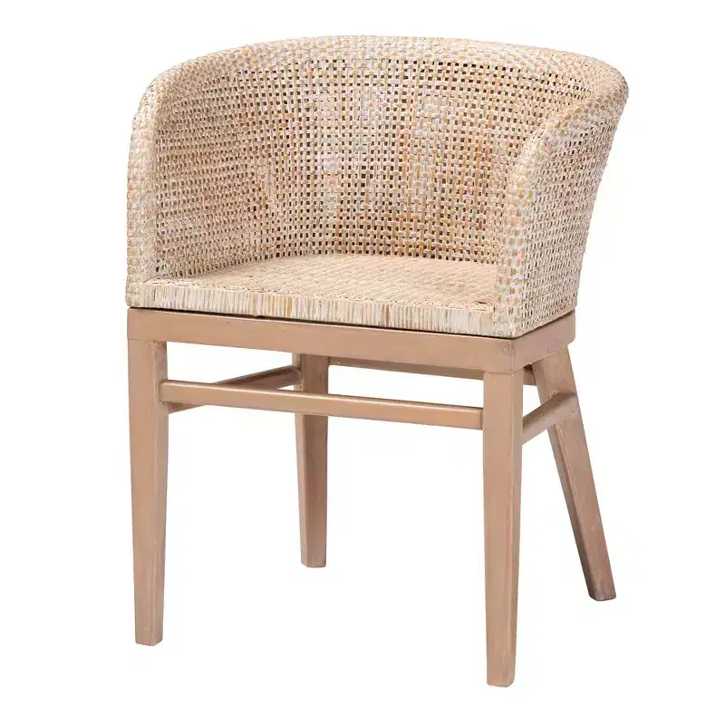 bali & pari Papua Rattan Dining Chair: Mahogany Frame, Bohemian Design, Rounded Backrest