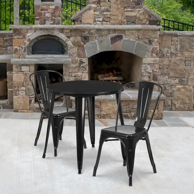 30-inch Round Metal Indoor-Outdoor Table Set
