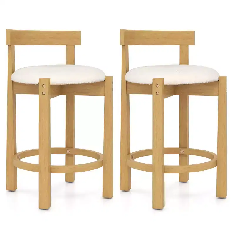 Costway 24 Counter Height Bar Stools Set of 2/4 with Backrests and Footrests for Dining Room