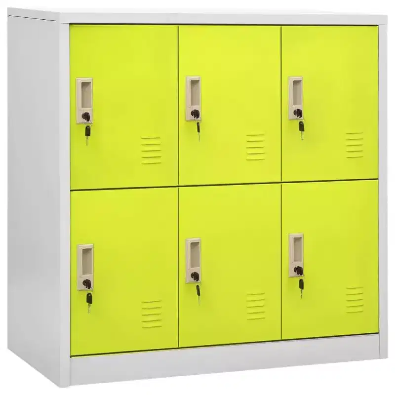 Locker Cabinet Light Grey and Green Steel Medium