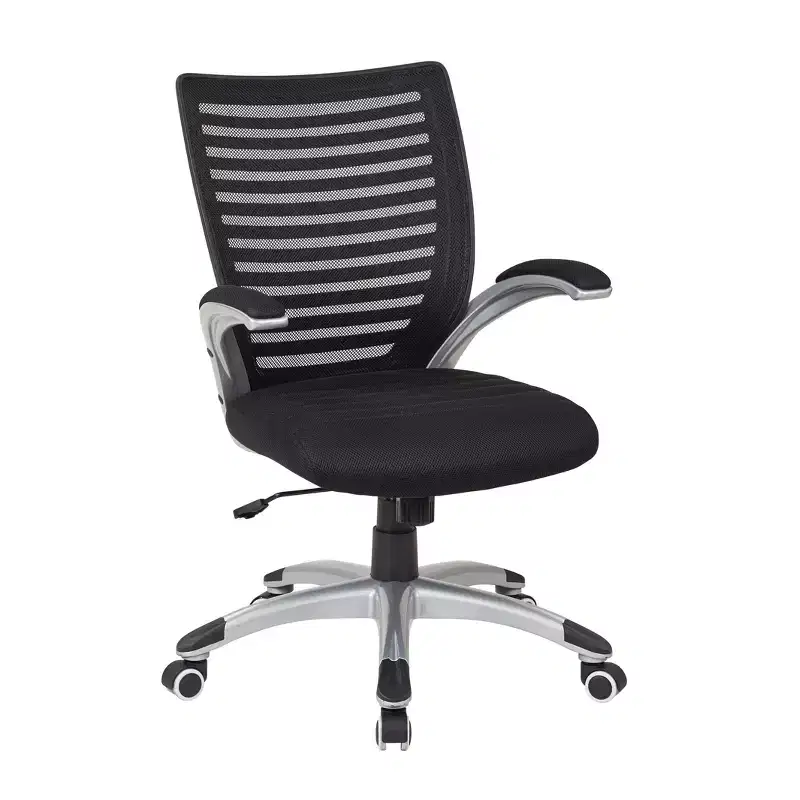 Mesh Seat and Screen Back Managers Chair with Padded Silver Arms Base - OSP Home Furnishings