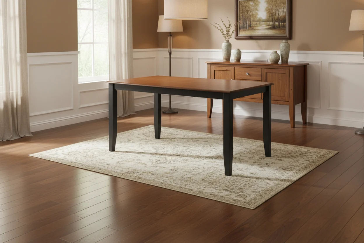 6-Person Solid Hardwood Rectangular Dining Table with Two-Tone Finish