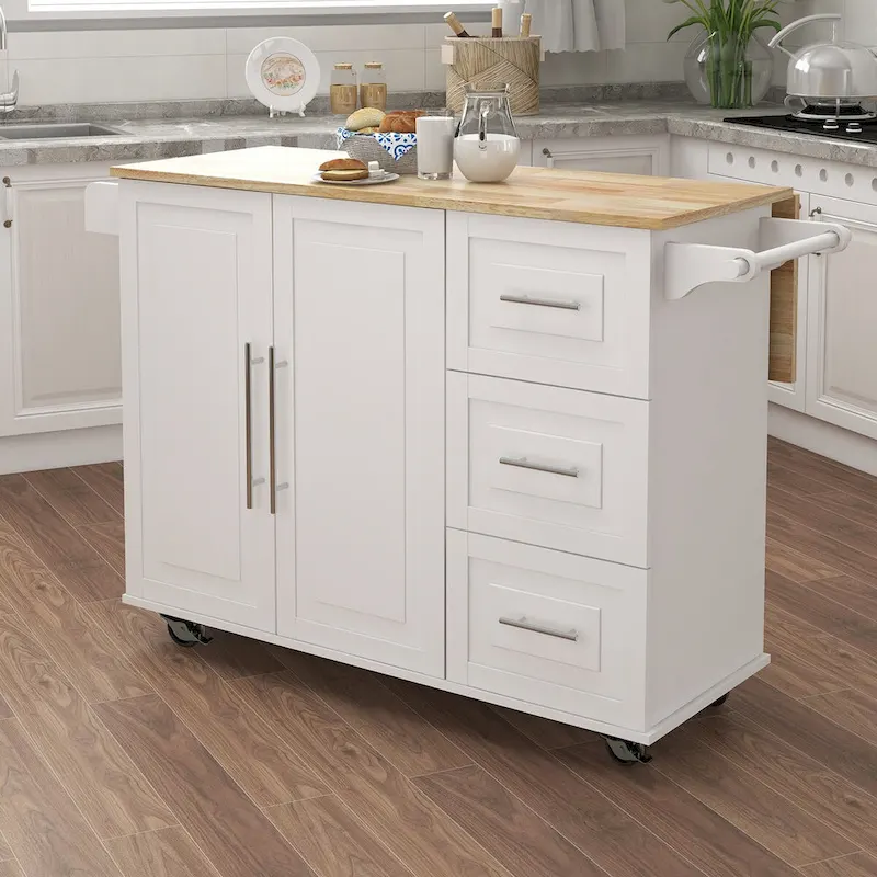 Multi Functional Kitchen Island&Cart/Buffet with Spice Rack and Towel Rack