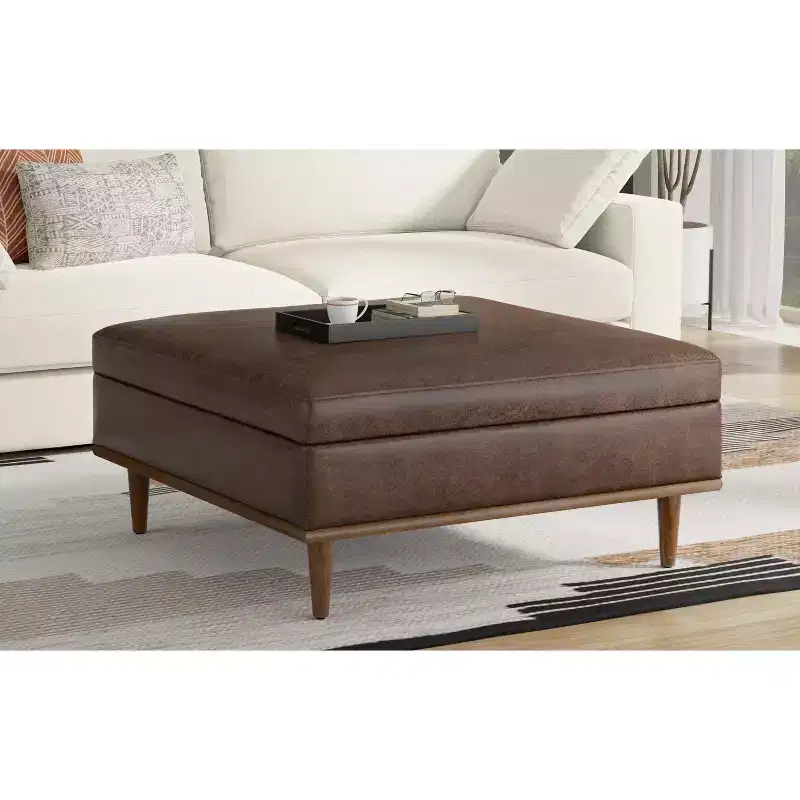 Pearl 38 inch Wide Transitional Contemporary Square Table Ottoman