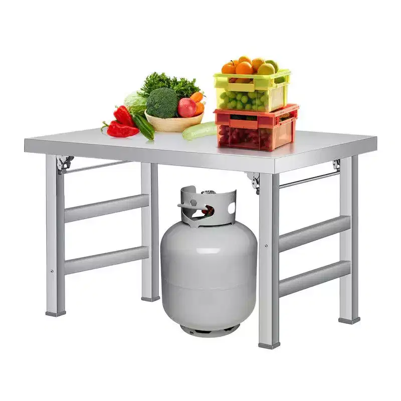 Folding Stainless Steel Table, 48 x 24 Single Tier Portable Foldable Worktable