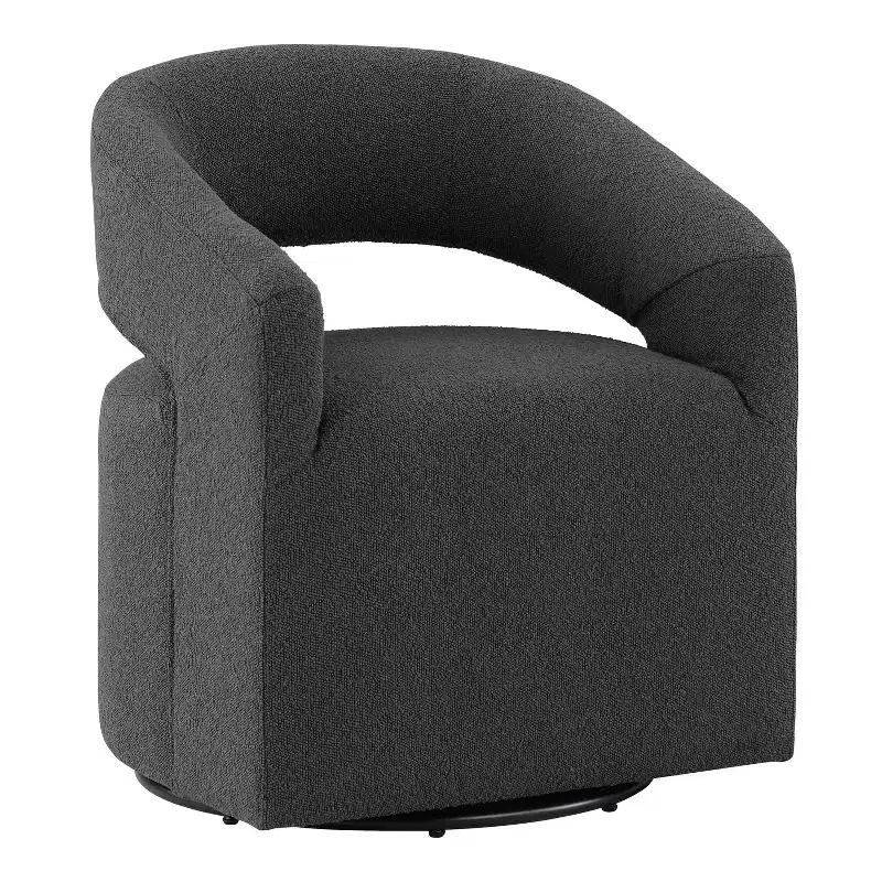 24/7 Shop At Home Stormherald Modern Boucle Upholstered Swivel Barrel Chair with Open Back