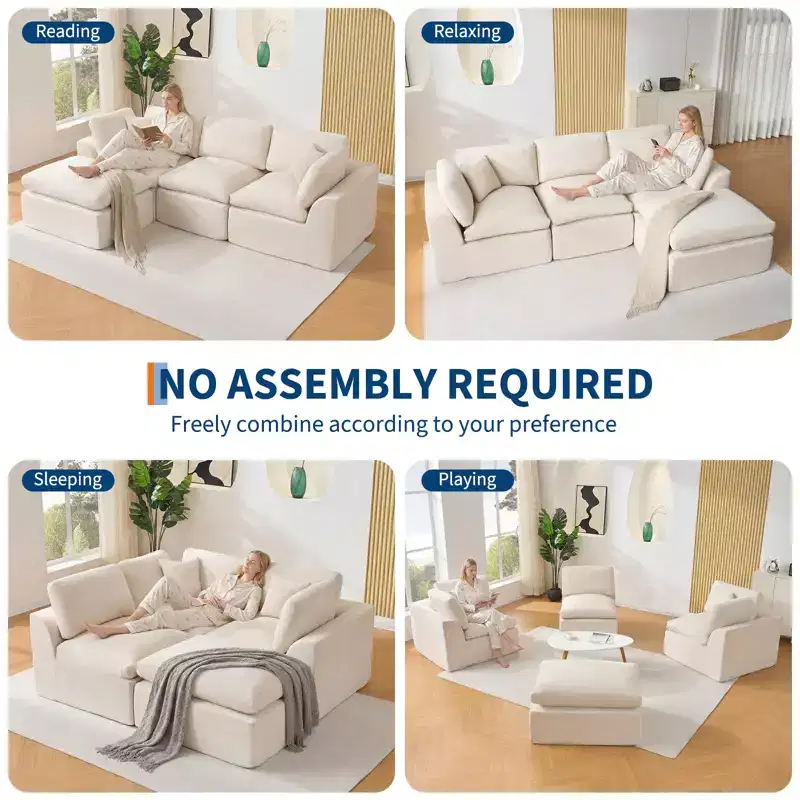 Modular Sectional Sofa, 110'' Sponge Compression Sofas with Deep Seat, Sectional Couches