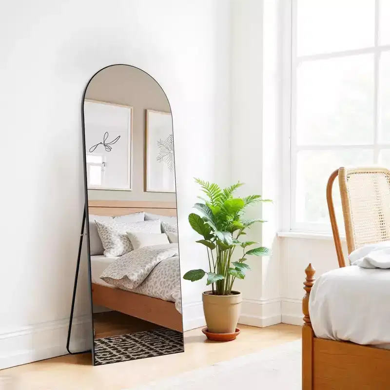 PexFix 71x31 Arch Solid Wood Full Length Mirror Floor Mirror in Black