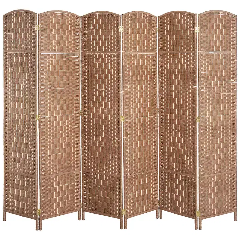 Natural 6-Panel Foldable Room Divider Privacy Screen