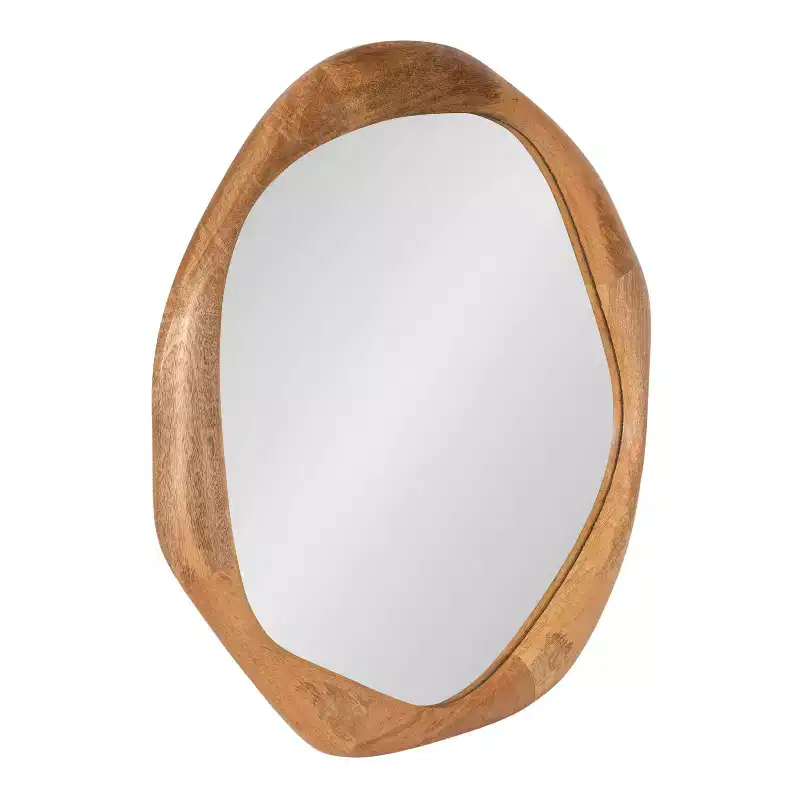 Kate and Laurel Hera Round Mirror Wood, Natural, 26x26