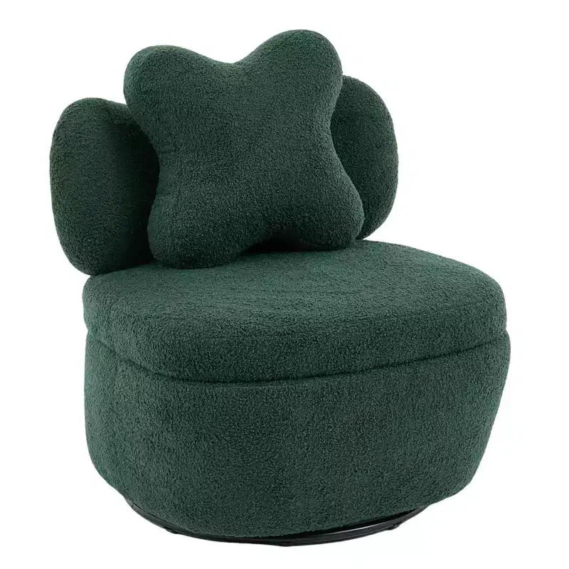 Modern Swivel Accent Chair, Teddy Fabric 360Rotating Lounge Chair , Upholstered Comfy Reading Chair for for Living Room Bedroom Small Space, Green