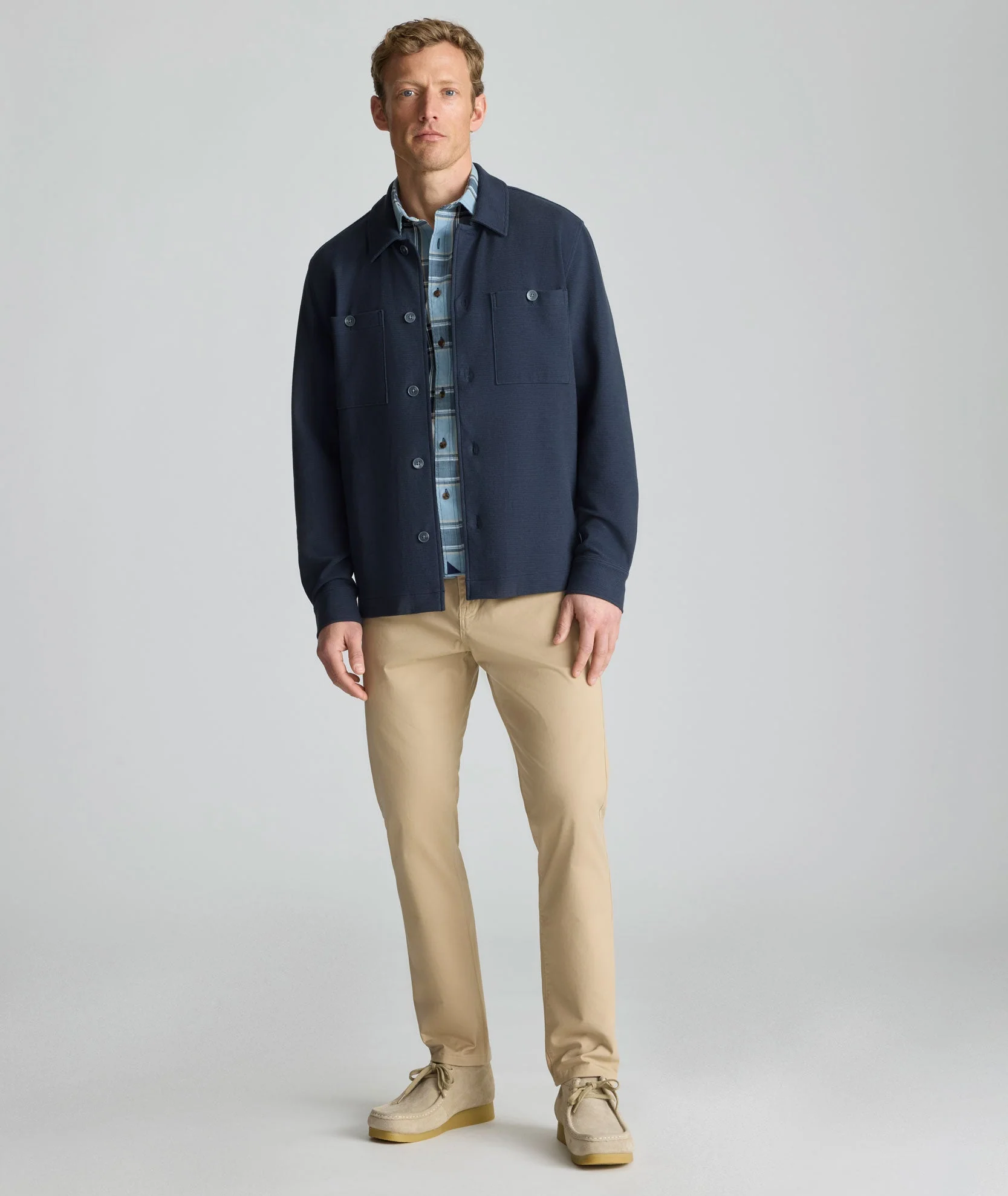 Knit Cotton Overshirt (Navy)