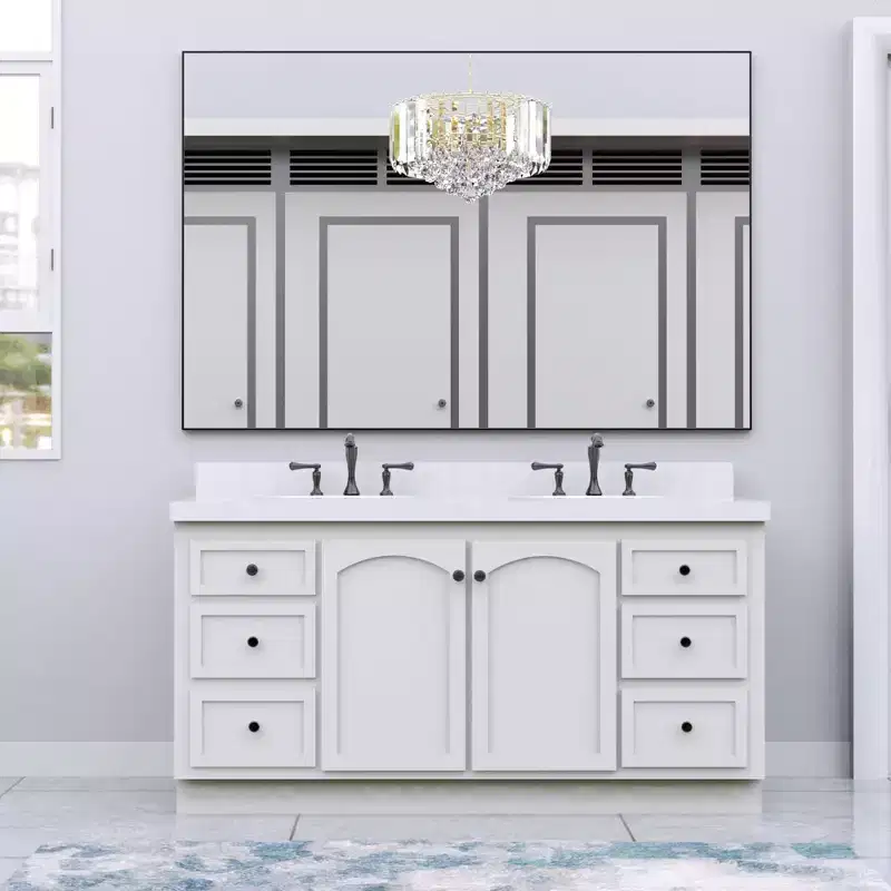 60x36 Black?Frame Oversized Modern Bathroom Mirror: Aluminum, Wall Mounted, Vertical/Horizontal