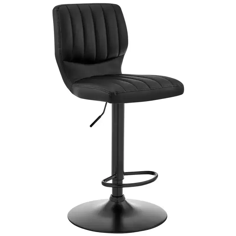 Bardot Adjustable Barstool with Faux Leather and Metal Finish - Armen Living