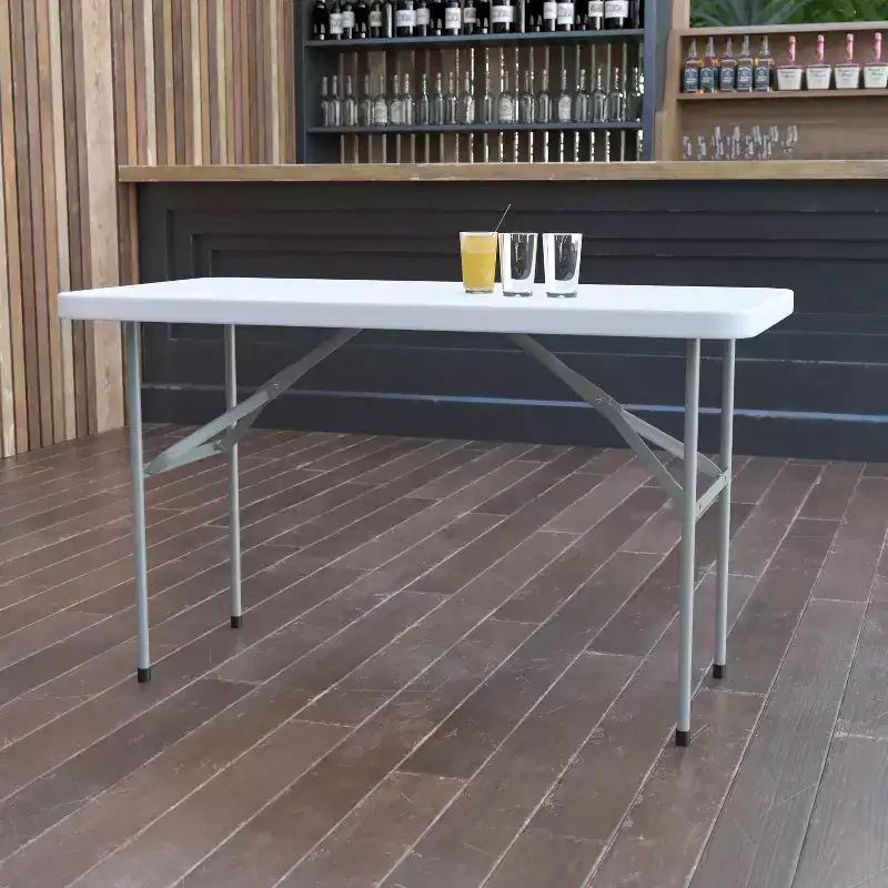 4-Foot Rectangular Folding Table – Granite White
