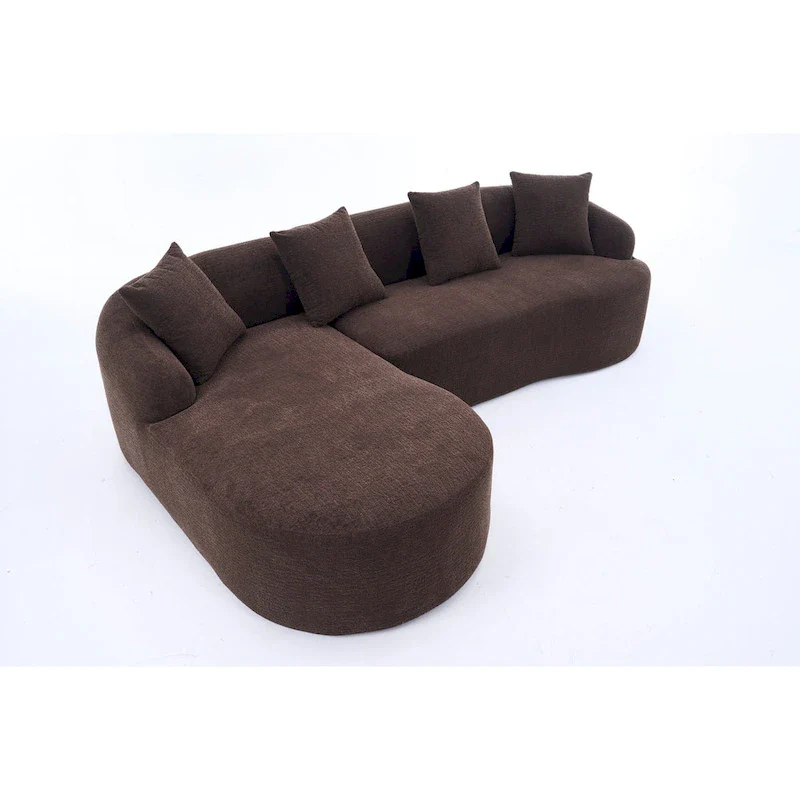 L-Shaped Chenille Sectional Sofa with Chaise and 4 Pillows