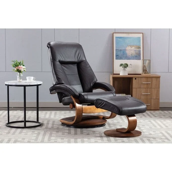 Relax-R Montreal Recliner and Ottoman Top Grain Leather
