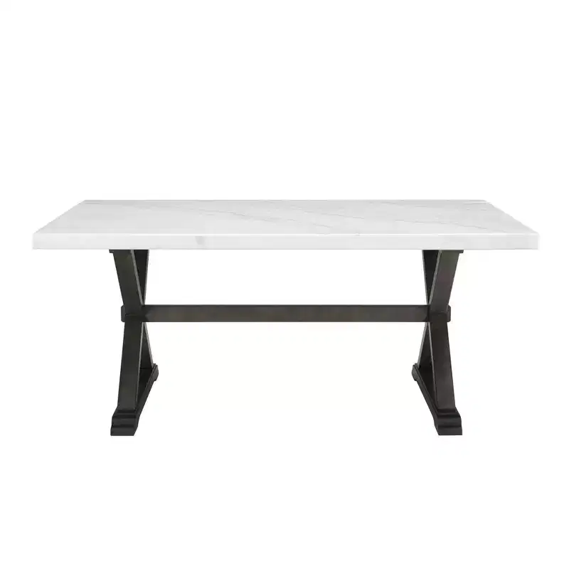 Landon Marble Dining Table White - Picket House Furnishings: Espresso Base, Transitional Style, Seats 4