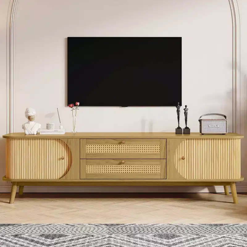 Rattan TV Stand for TVs up to 75