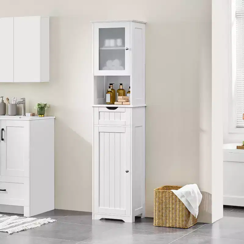 Yaheetech 67 Freestanding Storage Cabinet with Adjustable Shelves for Kitchen, Bathroom, Living Room, White