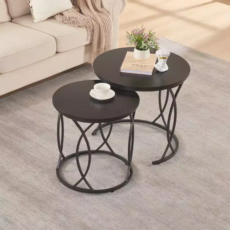 unipaws Black Nesting Coffee Table Set of 2