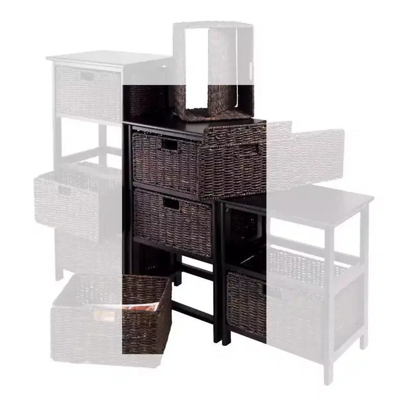 28.62" Omaha Storage Rack with Baskets Black - Winsome