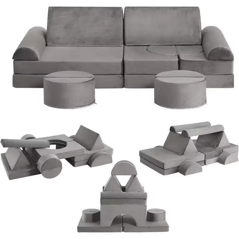 Acekool 15-Piece Modular Kids Play Sofa, Creative Floor Couch for Boys & Girls, Imagination Sofa for Playroom