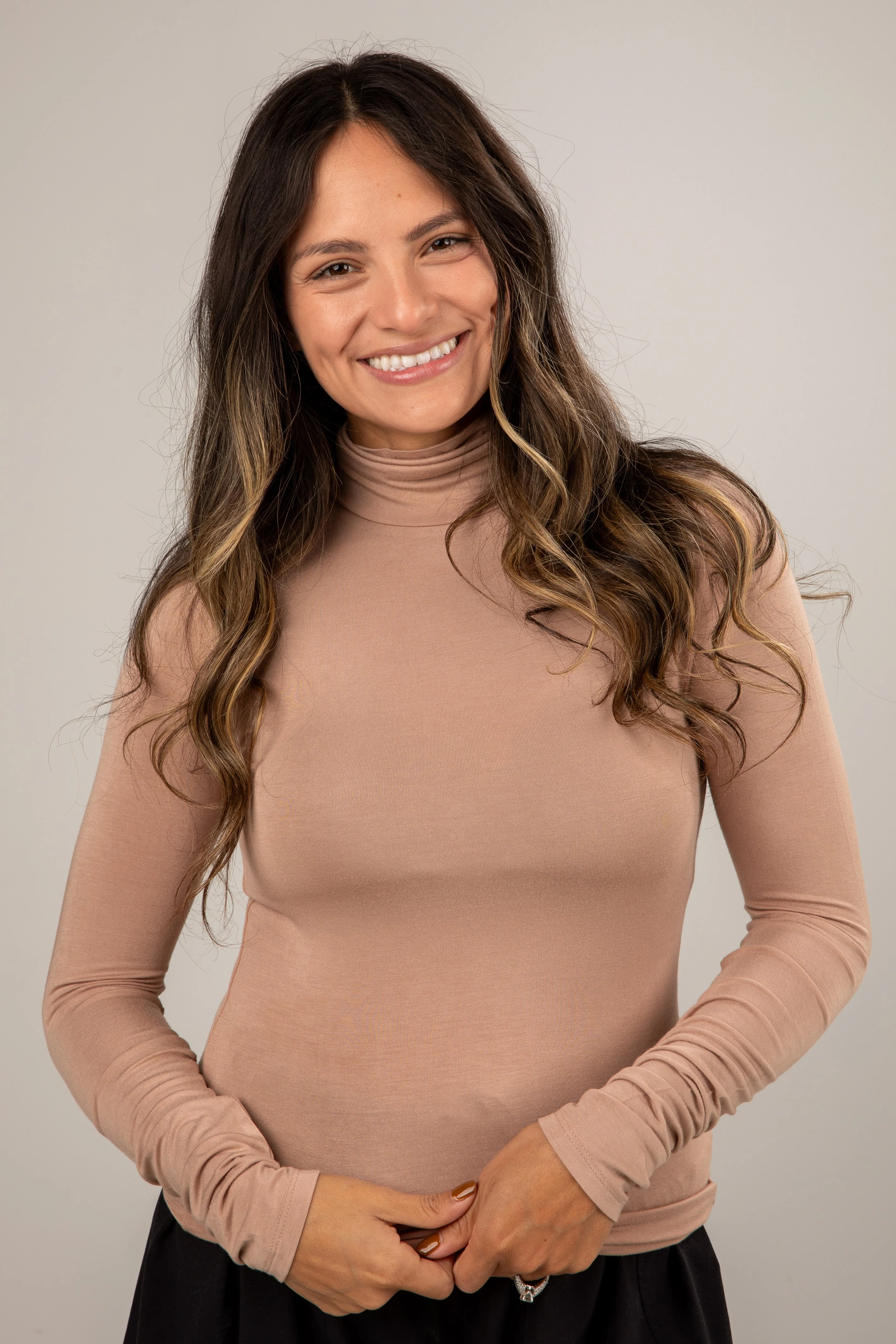 Mock Neck Long Sleeve Relaxed Rayon Top