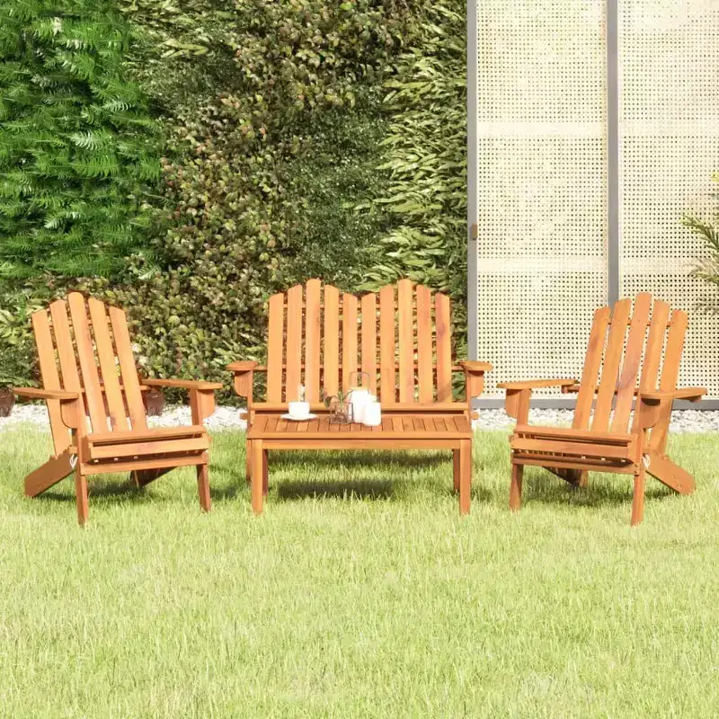 vidaXL Garden Lounge Set Brown Solid Acacia wood Standard Foldable