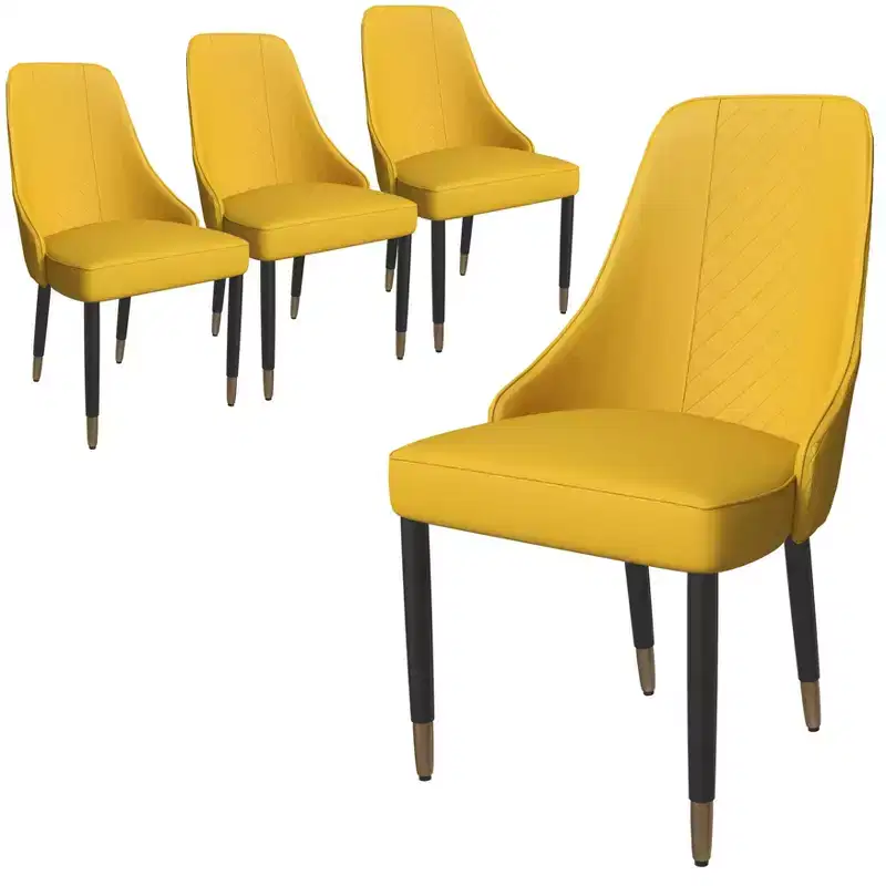 LeisureMod Allure Modern Dining Chairs Set of 4, Upholstered Seat and Back with Solid Wood Legs, Contemporary Side Chairs for Kitchen or Dining Room