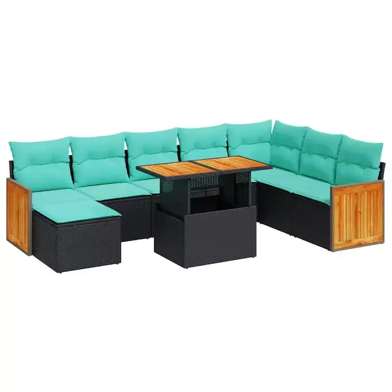 vidaXL Patio Sofa Set with Cushions Poly Rattan