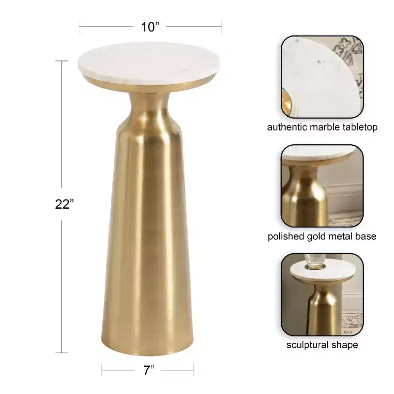 Round Drink Table, 10x10x22, White