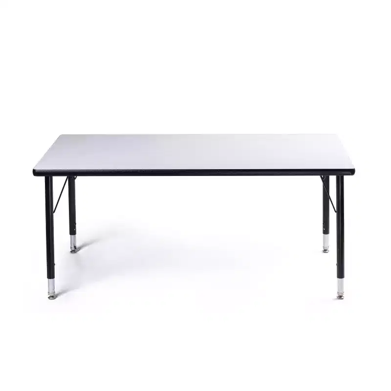 Bintiva Activity Table & Chair Set  24x48 Black Sprayed Edge Table with Adjustable Legs and 4 Blue 12 ZUUL Classroom Chairs