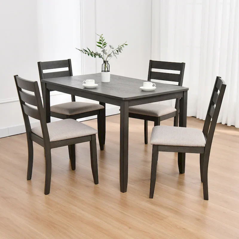 Slat Back Wood Dining Chairs Set of 4
