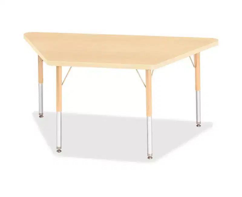 Jonti-Craft Berries Maple Top Elementary Height Trapezoid Table (24 x 48) in Beige