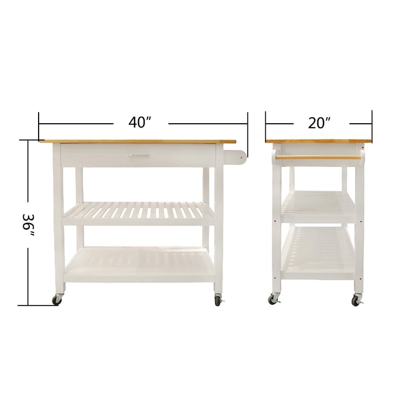 40 Mobile Kitchen Island & Kitchen Cart,with Two Lockable Wheels