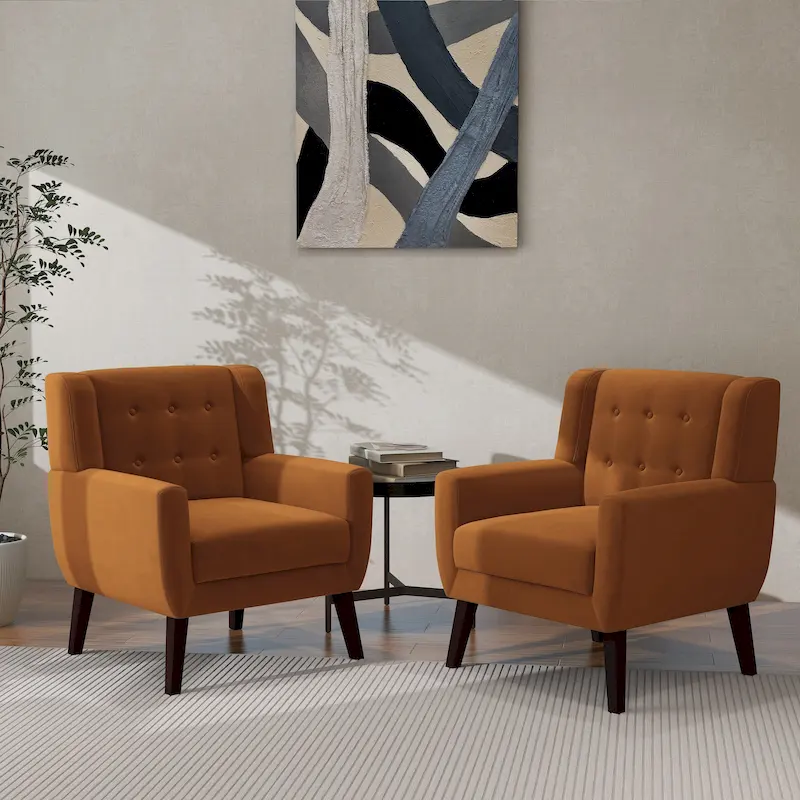2 Set Modern Accent Chair Velvet Armchair