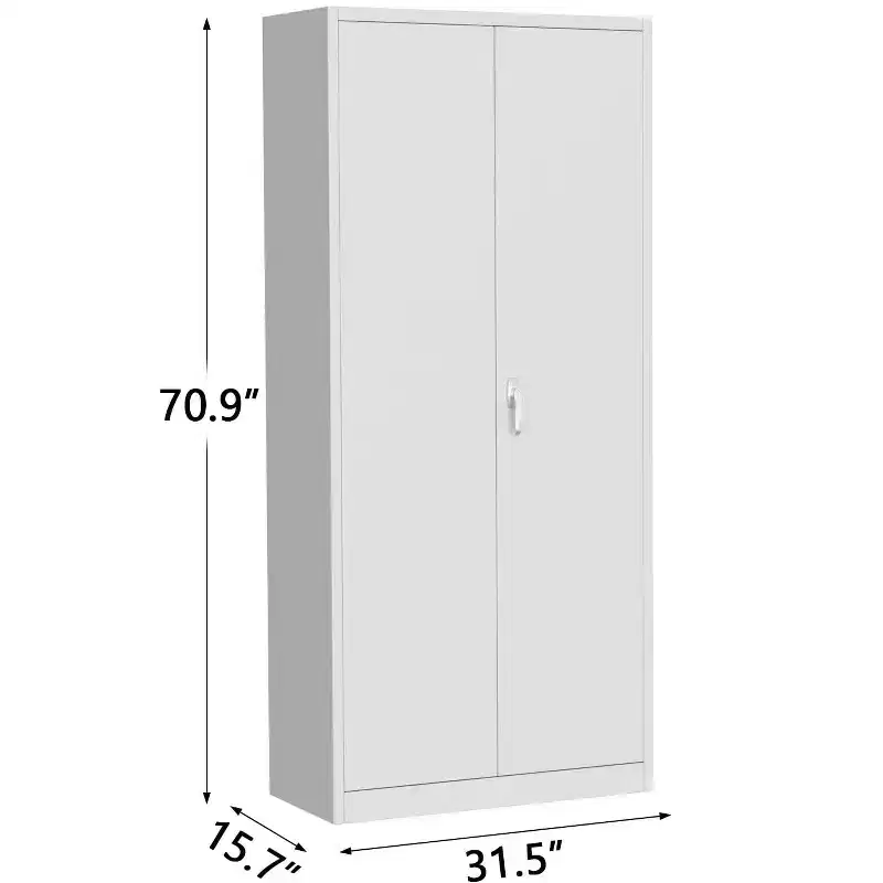 Tall Metal Storage Cabinet with Adjustable Shelves and Lock, 71-Inch Freestanding Locker for Garage and Pantry