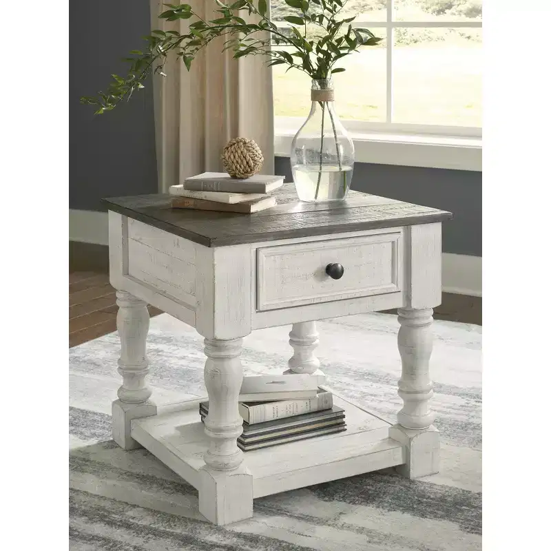 Signature Design by Ashley Casual Havalance End Table White/Gray