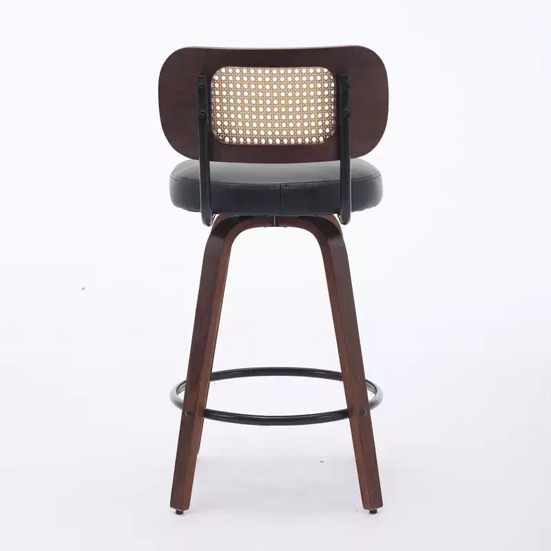 sumyeg Set of 2 Rattan Counter Stools with Swivel Seat and Cane Back, 26'' Height